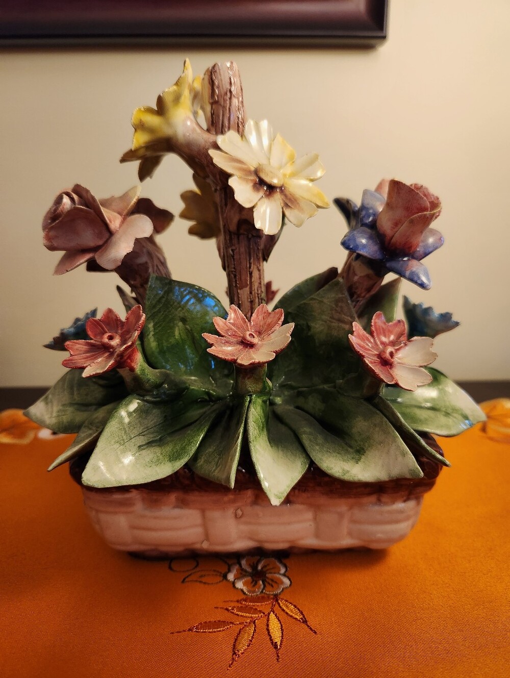 Unique, Rare Capodimonte Porcelain Flower Basket